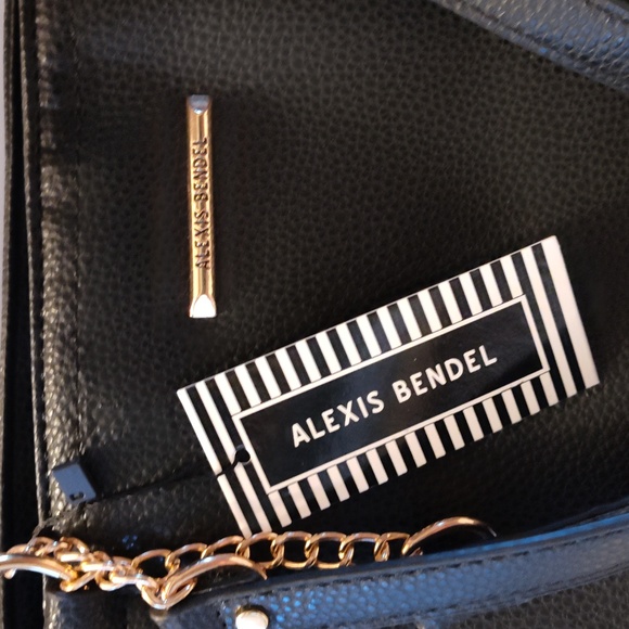 Alexis Bindel tote purse vegan black leather with gold studs in a unique design - Picture 5 of 5